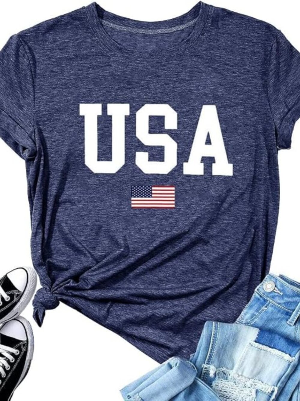 USA Flag Tee Shirt for Women 4th of July Memorial Day Gift T Shirt Casual Short